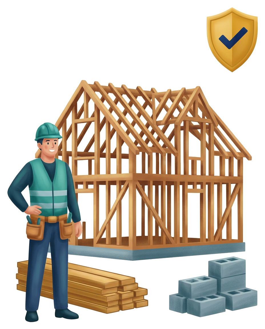 Modern flat illustration: a commercial building under construction