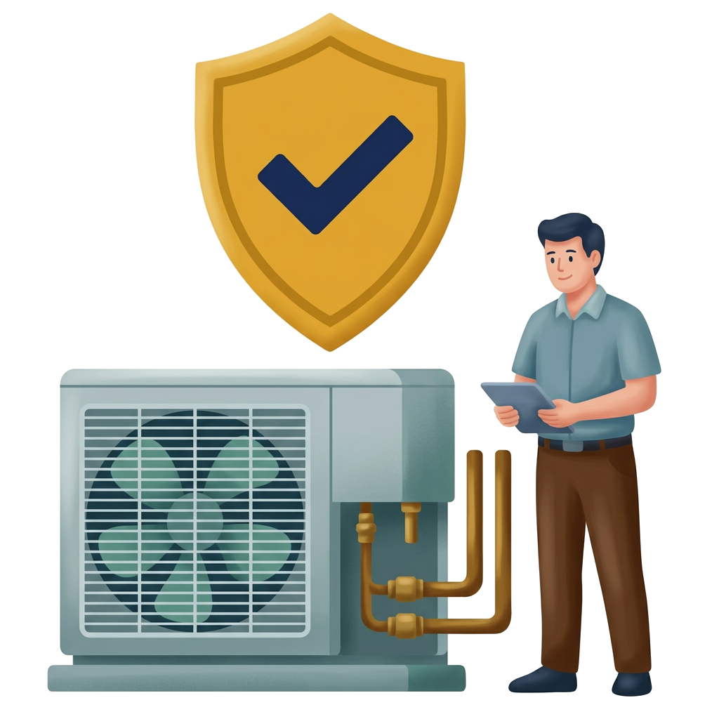 Modern flat illustration: hVAC units and fixtures awaiting installation at a jobsite