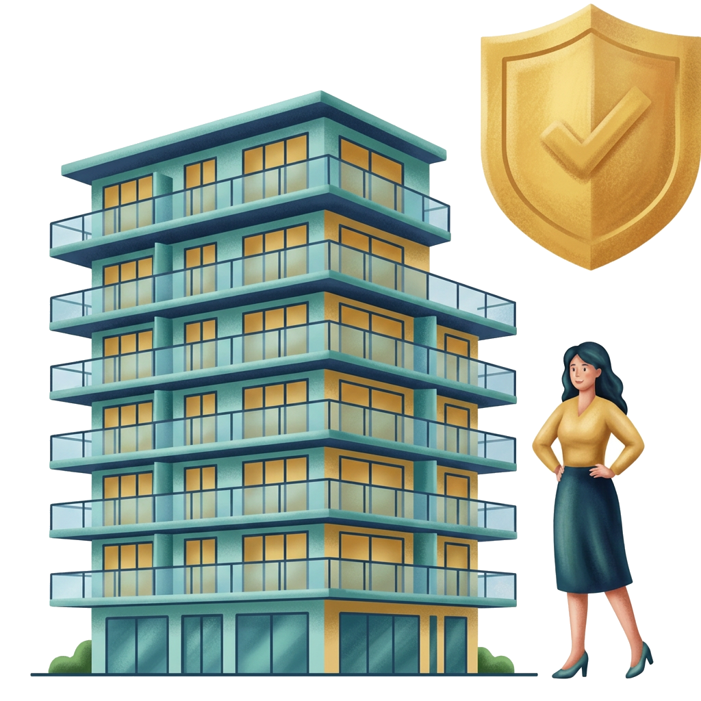 Modern flat illustration: a bright condominium interior and balcony
